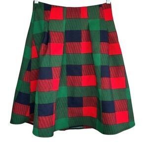 Fanny Wiz Plaid Holiday Skirt Small Green Red Preppy‎ Midi Academia Party